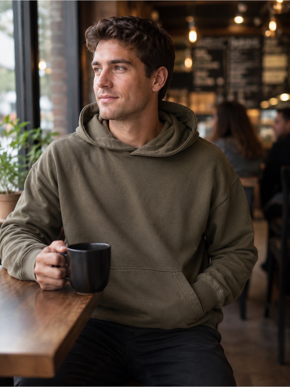 No Boundaries Olive Hooded Pullover Sweatshirt